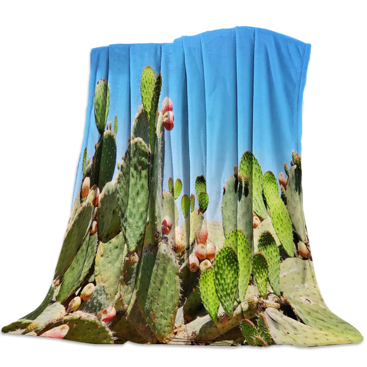Утолщенное фланелевое одеяло с изображением кактуса и растений домашний