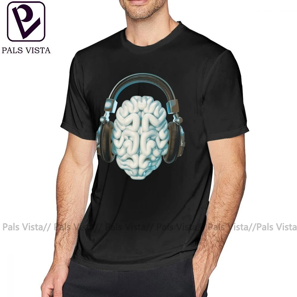 Футболка Brain футболка с музыкальным соединением Пляжная коротким рукавом хлопковая Милая Мужская принтом