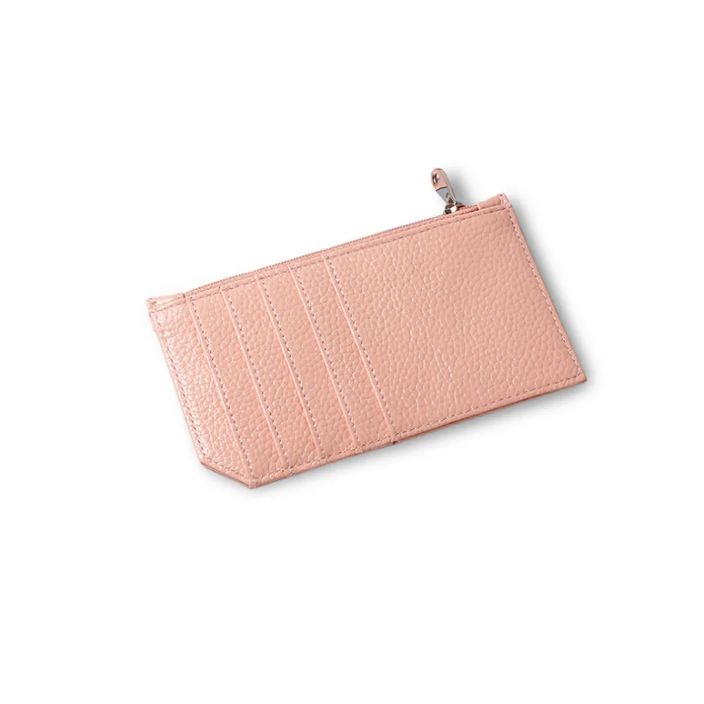 

High Grade Genuine Leather Unisex Creadit Card Holder Multicolor Zipper Female Student Mini Handbag Cute Slim Clutch Card Clip