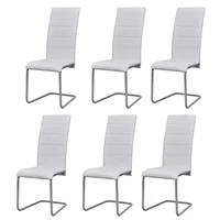 274589 cantilever dining chairs 6 pcs white faux leather