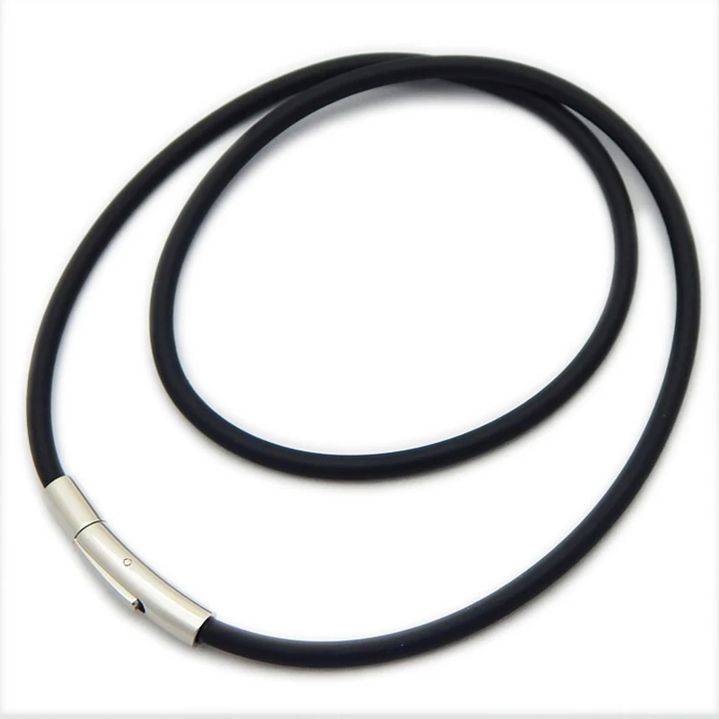 

5 Sizes Black Leather Cord Wax Rope Chain DIY Stainless Steel Tube Clasp Necklace Jewelry Accessories 2MM