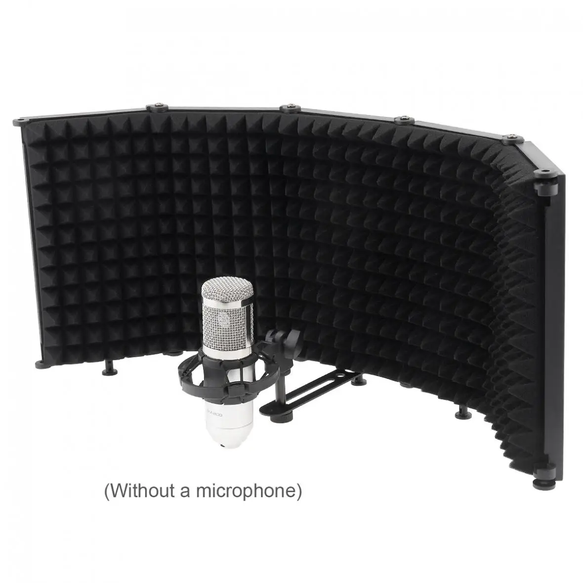 

Plastic Microphone Isolation Shield 5-Panels Wind Screen Foldable 3/8" and 5/8" Threaded High Density Absorbing Foam