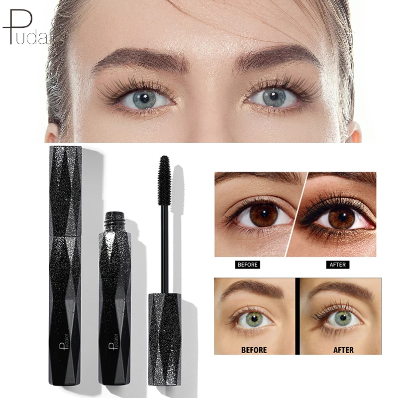 Pudaier Новая натуральная тушь для ресниц Жидкий Макияж Черная Толстая Удлиняющая