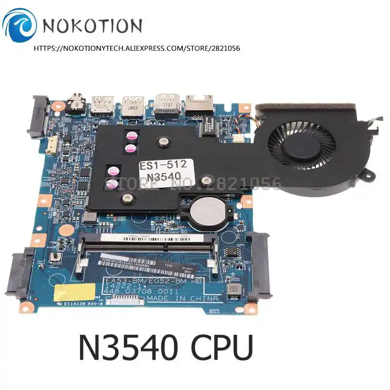 Материнская плата NOKOTION 448.03707.0011 для Acer aspire материнская ноутбука NB.MRW11.001 SR1YW N3540