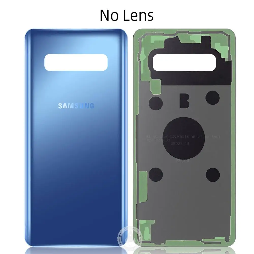 Оригинальная сменная батарея задняя крышка дверное стекло для samsung S10+ Корпус S10 Plus SM-G9750 задняя крышка чехол стеклянная задняя крышка - Цвет: Blue No Lens