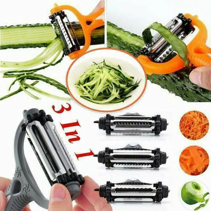 

3 in1 Vegetable Peeler Cutter Multifunctional 360 Degree Potato Julienne Peeler Melon Planer Grater Kitchen Gadget Accessories