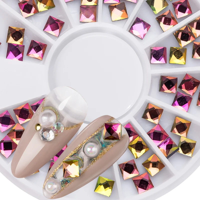 Четыре лилии смешанные цвета камень хамелион дизайн ногтей украшения круглые