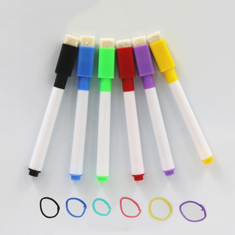 

6PCS Brand Magnetic OR Nonmagnetic Whiteboard Pen Erasable Dry White Board Markers Magnet Built In Eraser Office School Supplies