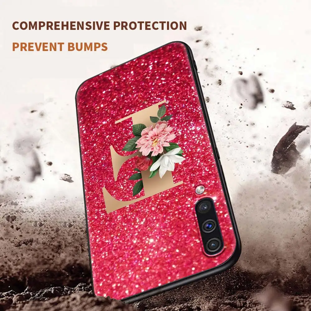 

Cute Fashion Letter Red Case For Samsung Galaxy A50 A10 A70 A20e M31 A30 A40 A02s M30s M21 M11 F41 Shockproof TPU Black Cover