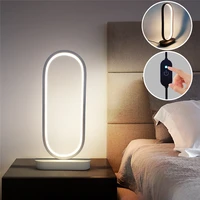 nordic oval led table lamp simple dimmable bedroom bedside counter night light office home decor useu plug