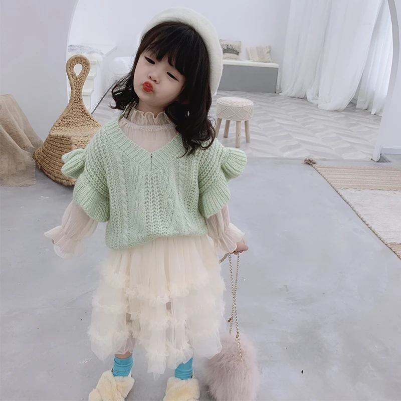 Осенняя Новинка 2019 года стильная детская одежда для девочек свитер жилет сезон