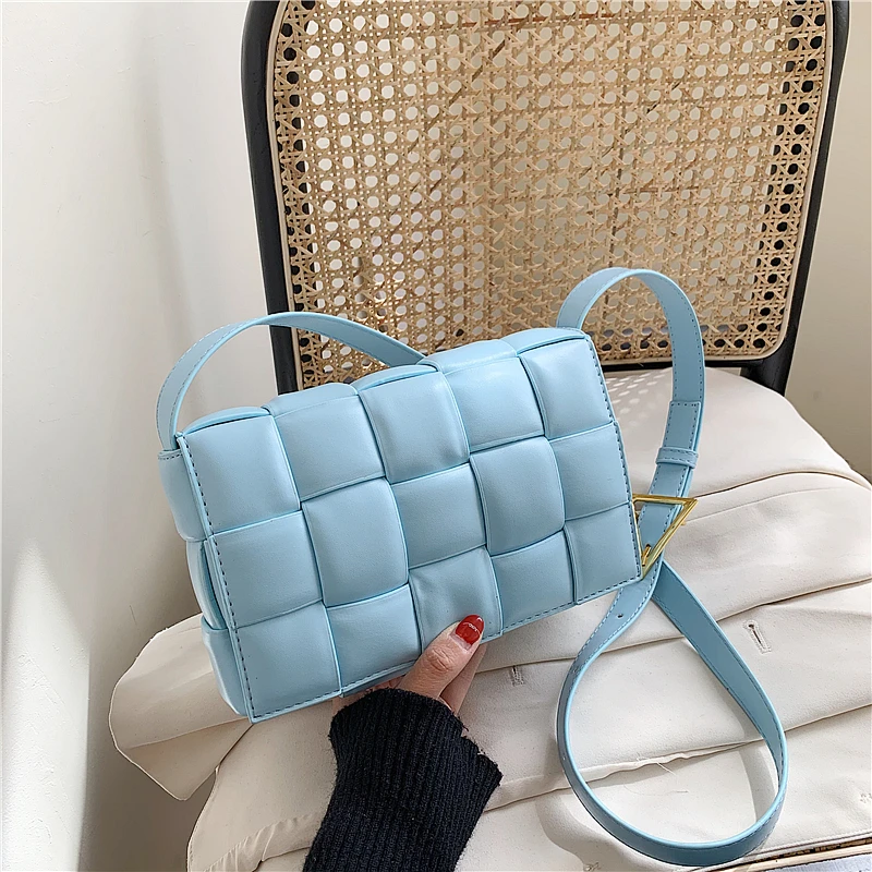 

Small Weave Flap Bags For Women 2021 New Good Quality Fashion PU Leather Shoulder Crossbody Bag Female Handbags Popular Purse