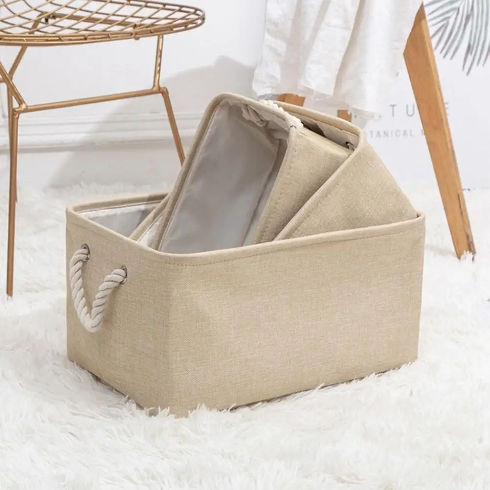 

Folding Storage Basket Foldable Cotton Linen Storage Box Bins Fabric Organizer Home Office Bedroom Closet Toys Laundry Basket