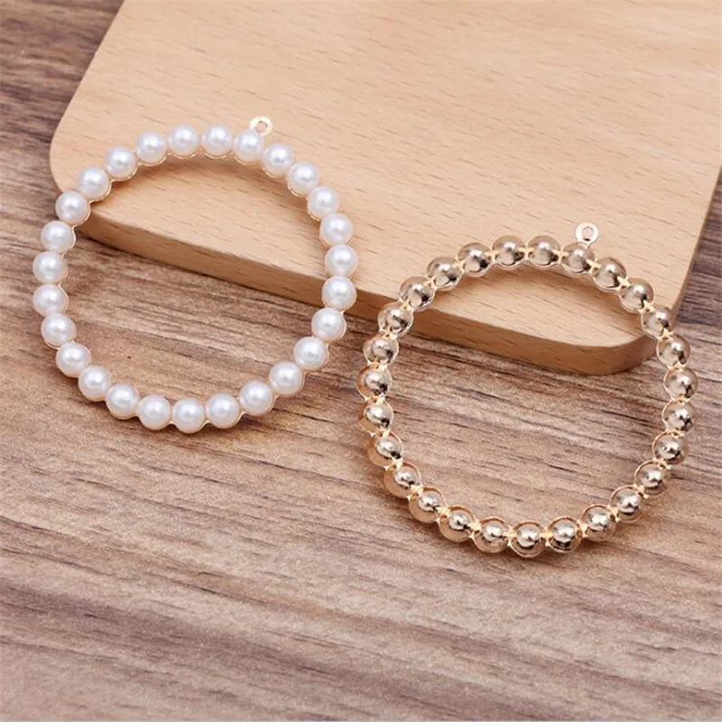 

SIXTY TOWFISH 10 pieces/lot Round Charms Inlaid With Pearls Flower Slice DIY Jewelry Accessories Copper Filigree Round Charms