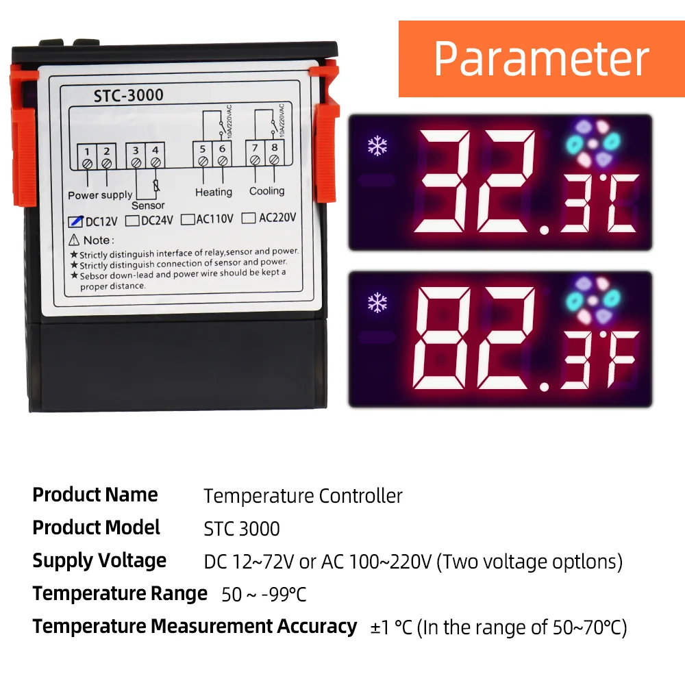 STC-3000 Digital Temperature Controller Thermostat Thermoregulator Sensor Relay Heating Cooling Incubator 40%off | Инструменты
