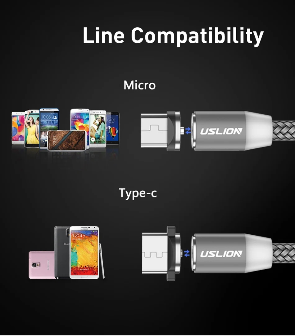 Магнитный кабель USB для быстрой зарядки кабель usb type C Магнитный кабель для зарядки данных Micro USB кабель для мобильного телефона USB шнур