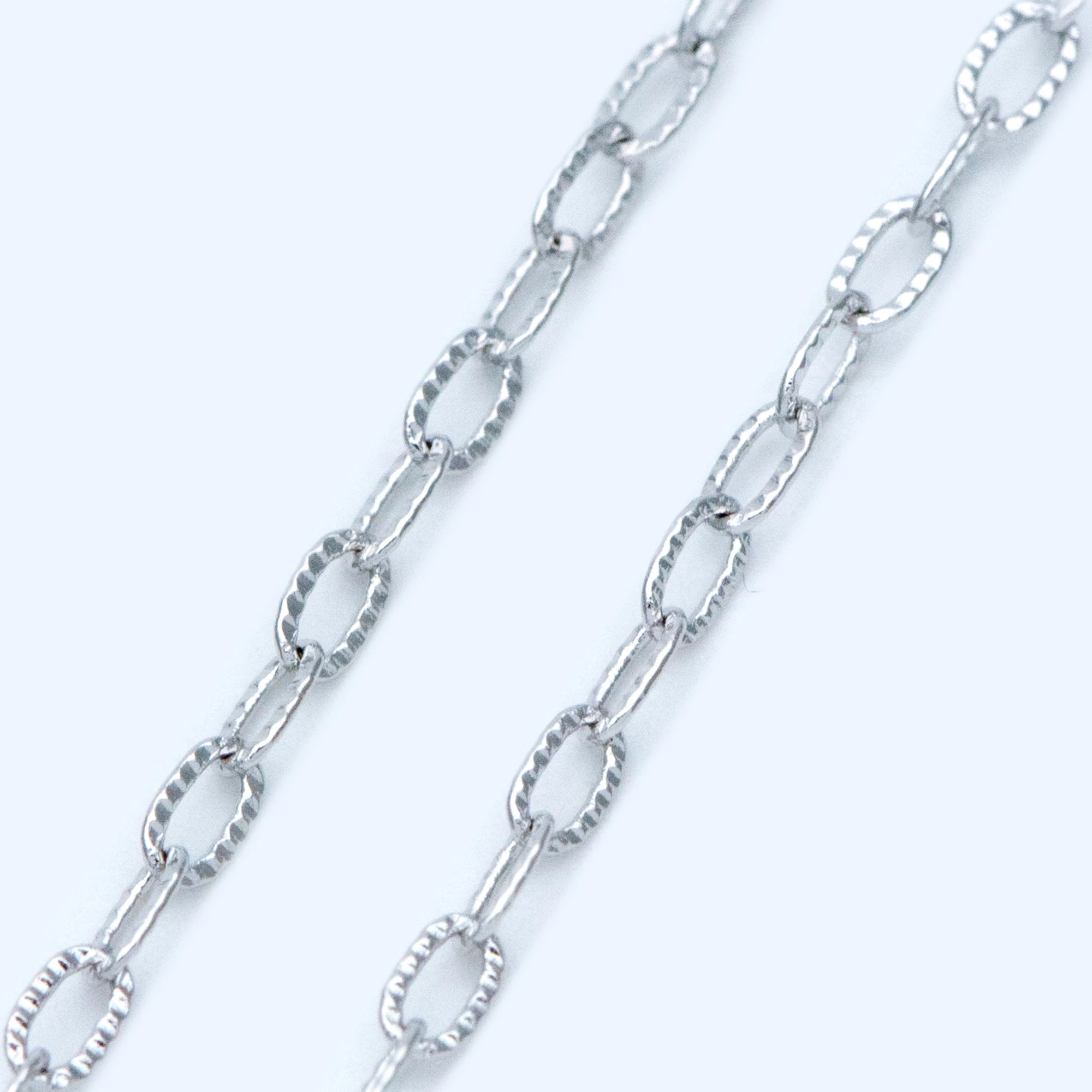 Silver tone Oval Chains, Link Size 2.2x3.7mm, Rhodium plated Brass Cable Chains, Craft DIY Necklace Findings (#LK-361)/ 1 Meter