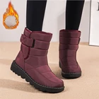 Женские зимние ботинки на нескользящей подошве, водонепроницаемые ботинки до середины икры с подкладкой из хлопка, Размеры 35-43, 2021