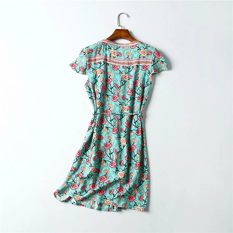 Винтажное шикарное женское однобортное пляжное платье с цветочным принтом