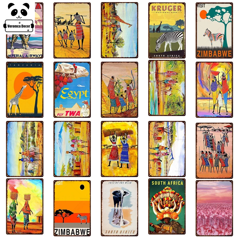 

South Africa Tribe Grassland Sign Vintage Tin Sign Christmas Gift Metal Plates For Wall Art Retro Home Kids Room Decor Poster