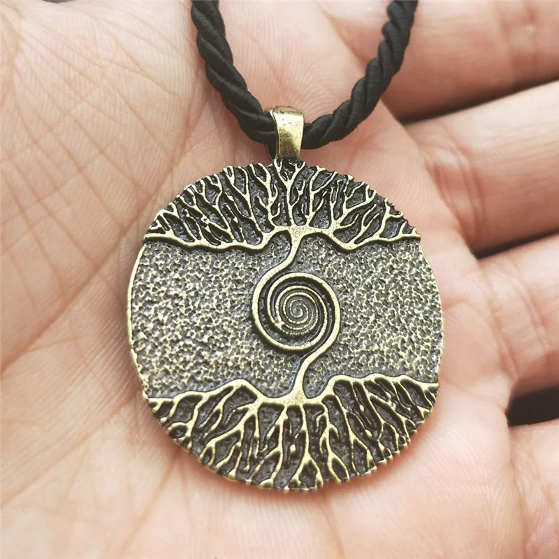 Cotton Chain Bronze WICCA Дерево жизни Yggdrasil World Tree Шарм Северный талисман амулет викинга языческий кулон ожерелье Мужская Женская бижутерия - Окраска металла: Cotton Chain Bronze