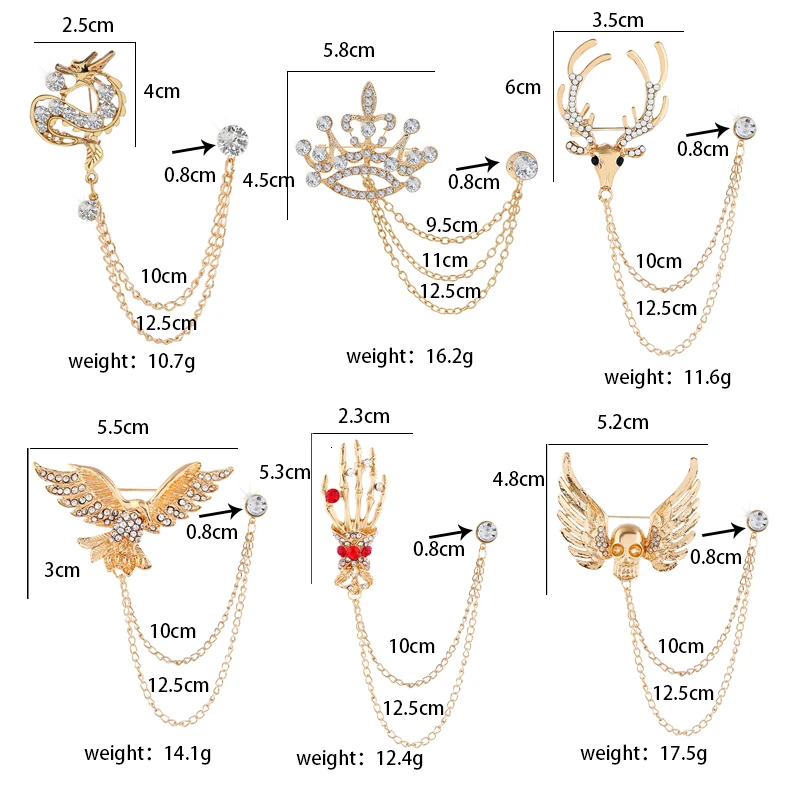 1 шт. креативная стразы олень Орел ручная корона змея Череп женские цепочки с