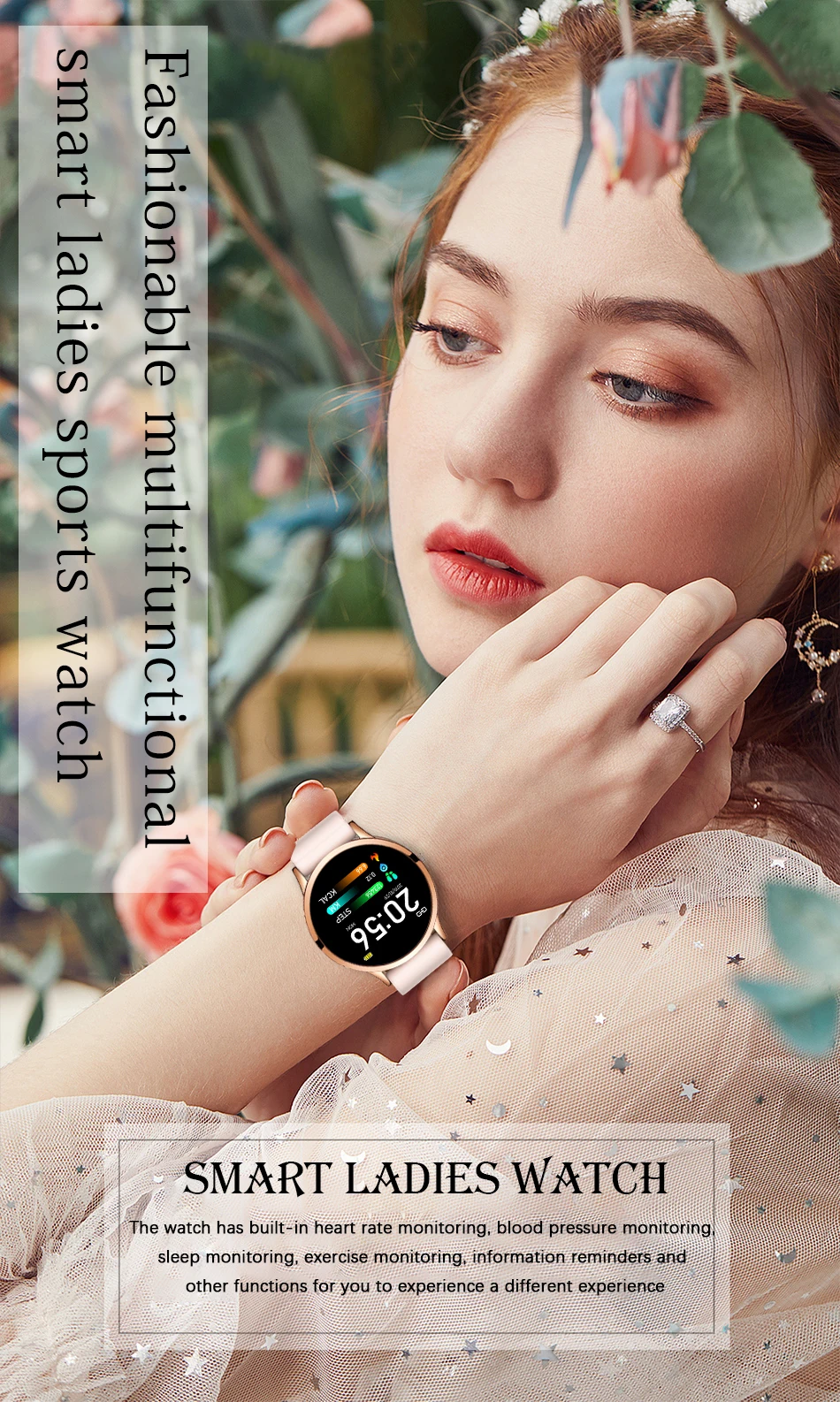 Смарт-часы LIGE женские с пульсометром и тонометром