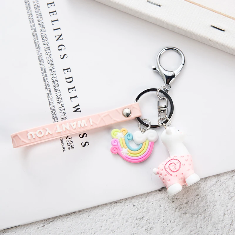 Creative Animal Key Chain Cute Alpaca Doll Keychain for Women Car Ring Bag Pendant Jewelry Gifts Wholesale | Украшения и