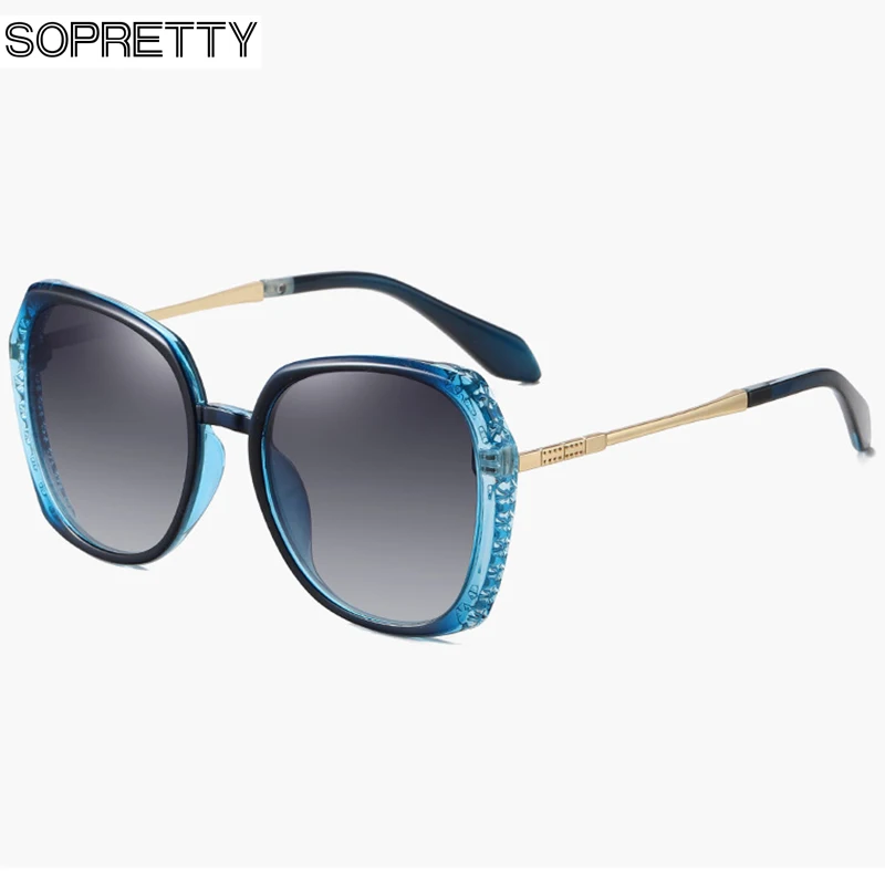 

SOPRETTY 2020 Women Square Oversized Polarized Sunglasses ,Driving Female TAC Gradient Lens UV 400 Protection Sun Glasses S198