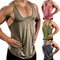male summer casual vest men bodybuilding tank tops gym workout fitness breathable sleeveless shirt clothes stringer singlet