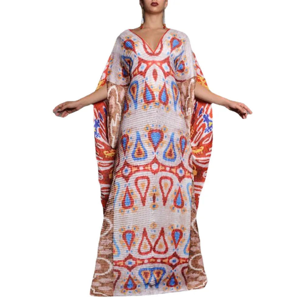 

2021 New Middle East Large Muslim Robe European and American Holiday Dress Wise Print Dress Dress Summer 2021