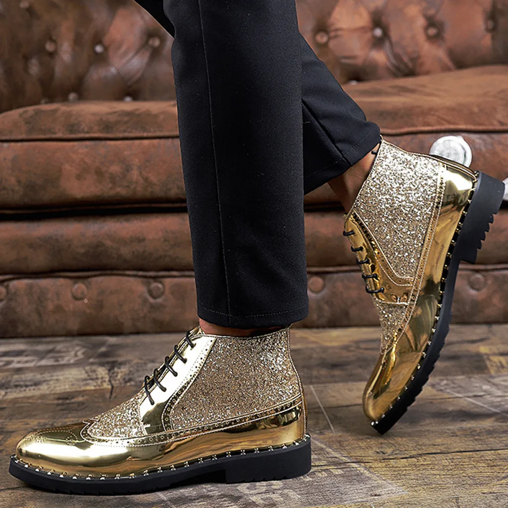 Мужская обувь сезон осень-зима блестящая из лакированной кожи Повседневная