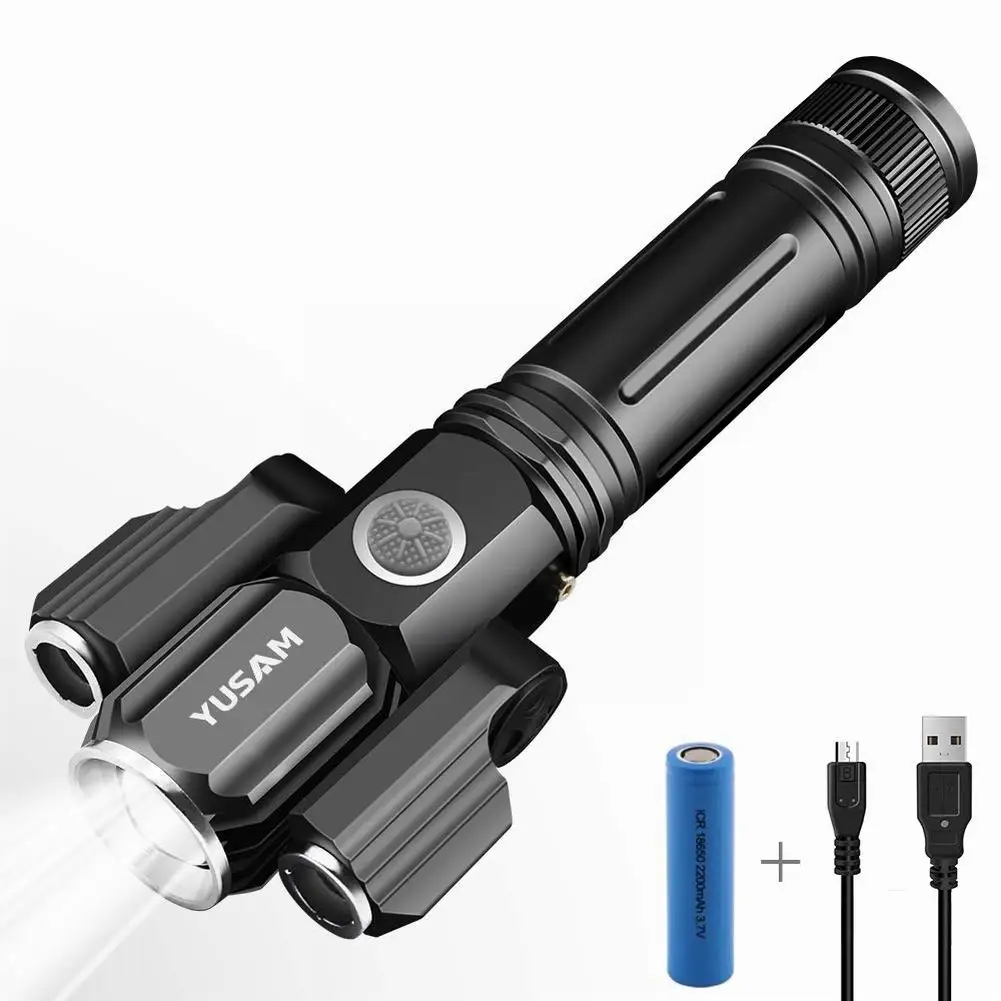 

LED 3 Bulbs Strong Light Flashlights USB Rechargeable Multi-function T6+XPE Outdoor Night Riding Lighting IPX6-rated Water
