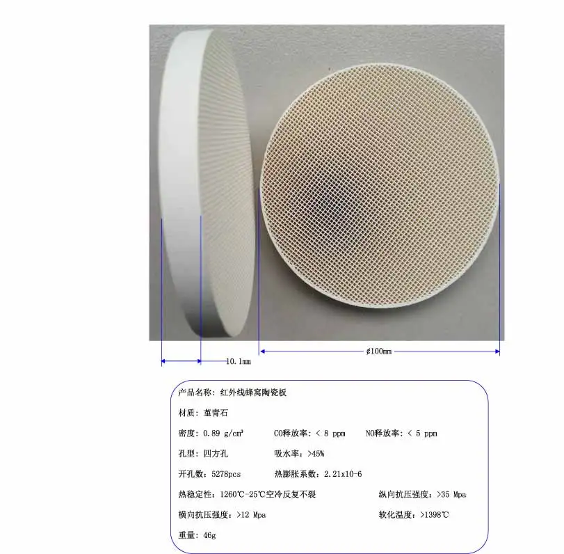 

2 шт. 100 мм круглая ИК сотовая керамическая пластина, керамическая пластина для хранения тепла, огнеупорная пористая керамическая пластина