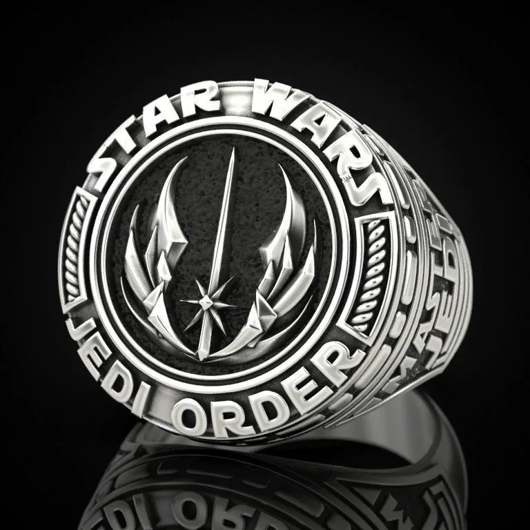 Retro Vintage Silver Plated Star Wars Jedi Order Lettering Bow Ring Men Women Punk Party Jewelry Accessories Gift | Украшения и