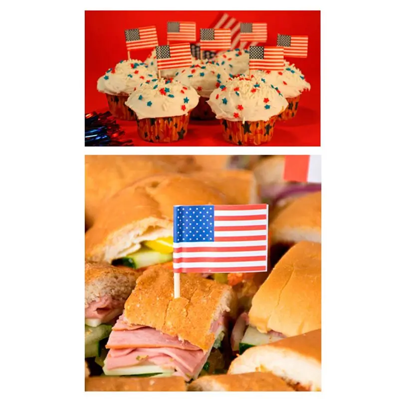 WSFS Горячая 100 американский флаг зубочистки вечерние украшения для кексов сэндвич