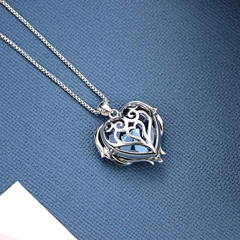 Ожерелье в форме сердца океана Хрустальная цепочка для ключицы кулон пары