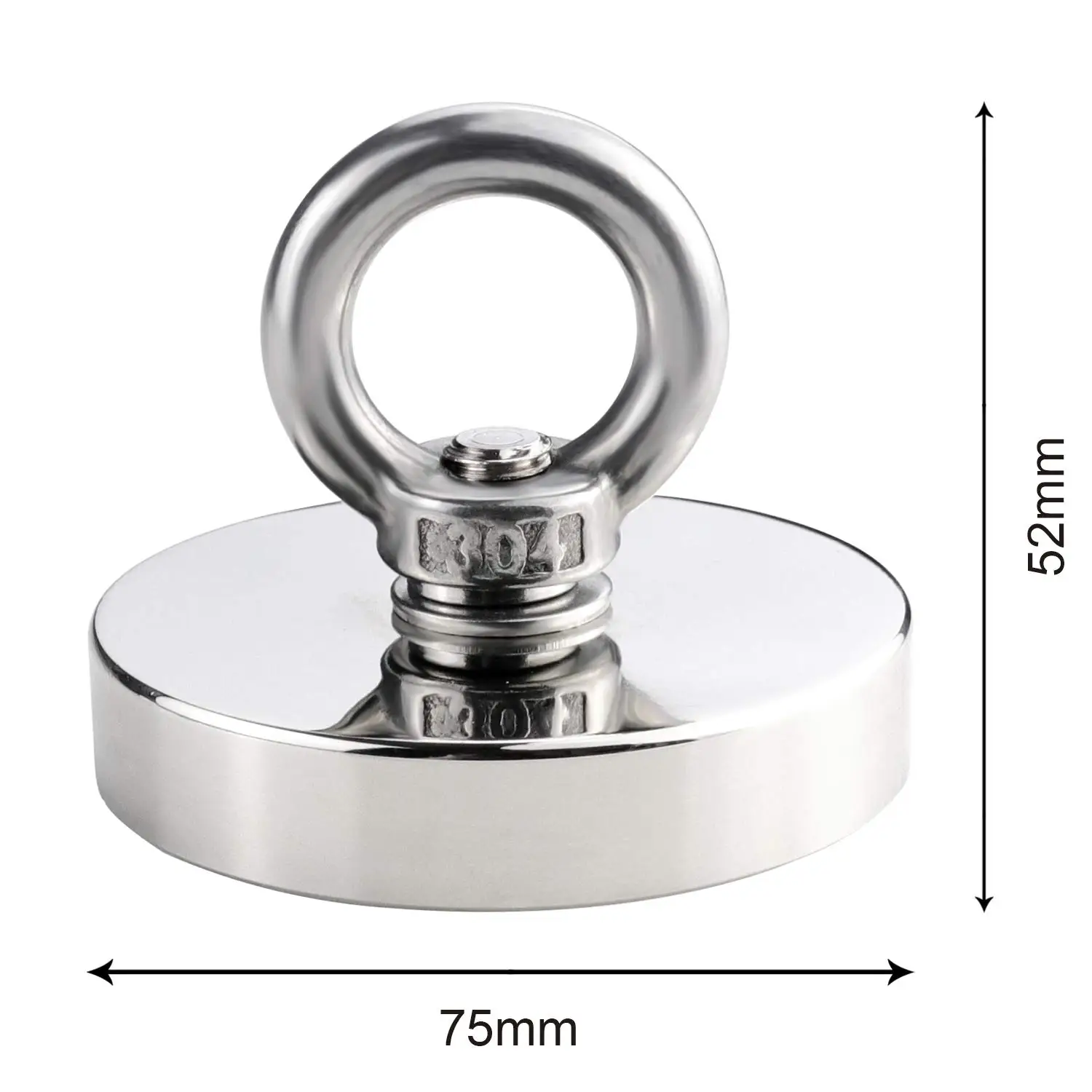 

Strong Neodymium Fishing Magnets with Countersunk Hole Eyebolt Diameter 2.95 inch(75 mm) 700 lbs(318 KG) Pulling Force for Retri