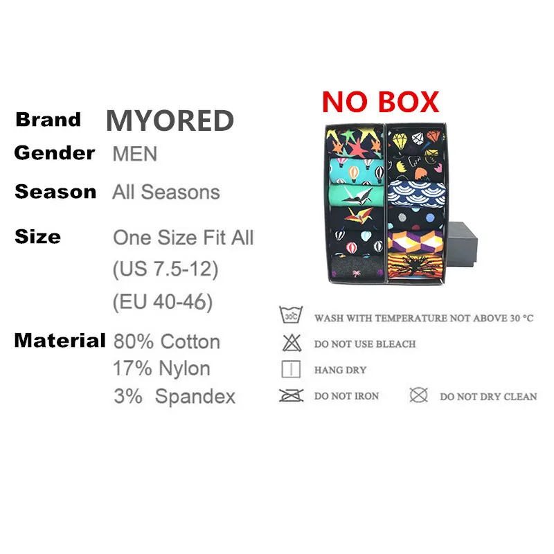 MYORED, 12 пар/лот, классические цветные мужские носки из чесаного хлопка, повседневные носки с геометрическим принтом с животными, забавные носки без коробки