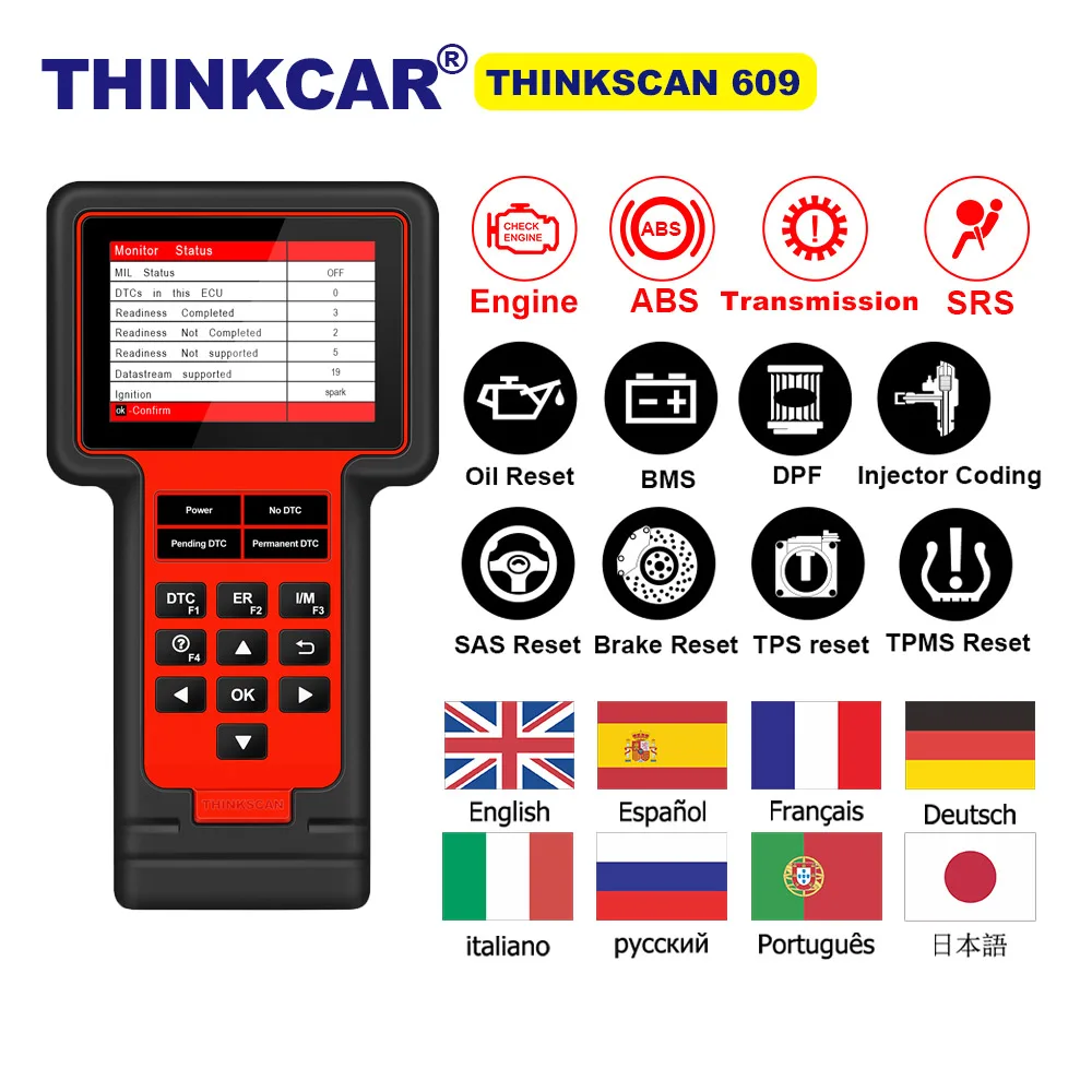 

Диагностический прибор Thinkcar TS609 OBD2 для считывания кодов двигателя ABS SRS
