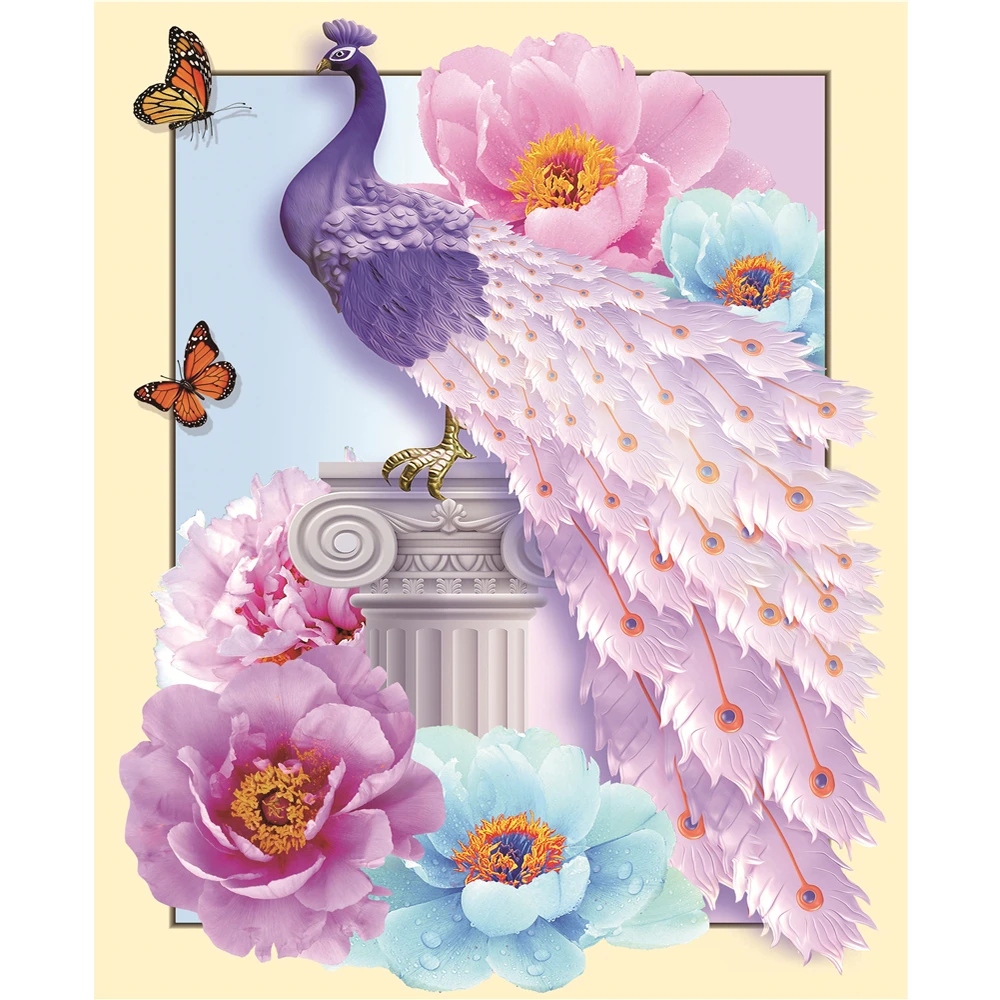 

Полная круглая 5D алмазная вышивка «сделай сам», Набор для вышивки павлином, кросом, алмазная живопись, рисунок животных стразы, домашний дек...