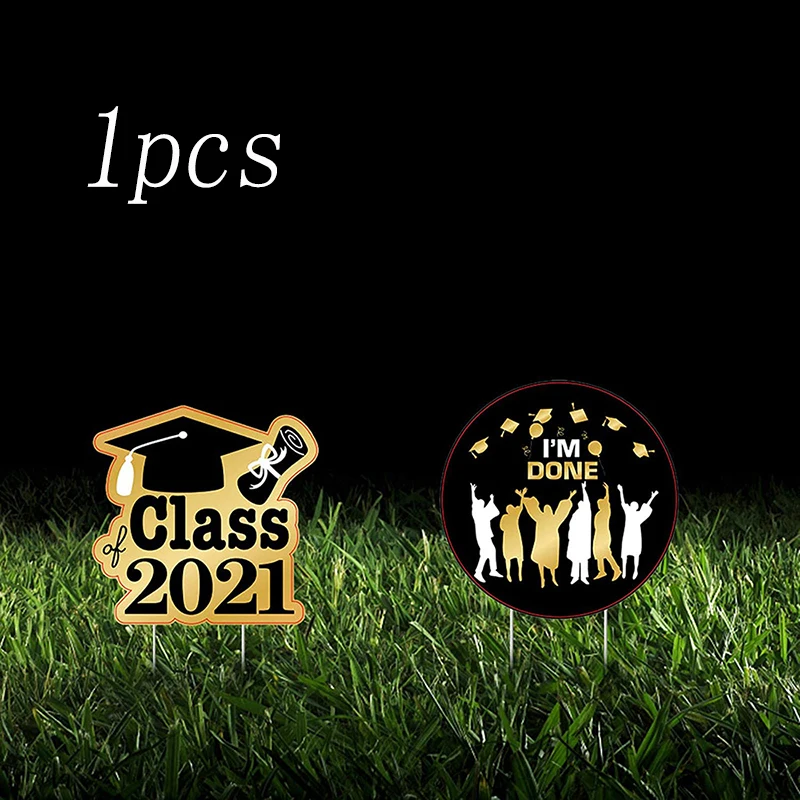 

1Pcs Graduation Decorations 2021 Outdoor Lawn Decor with Stakes Gold Yard Sign with Stakes Congrat Outdoor Decorations