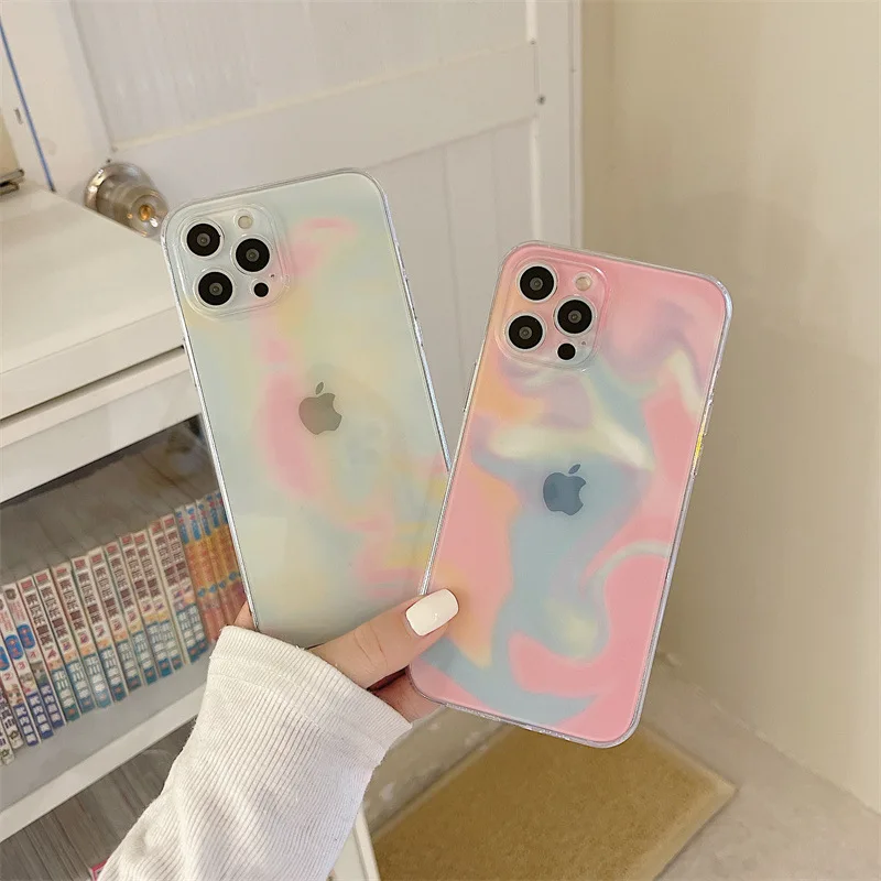 

Retro dream smoke Mist art Transparent Japanese Phone Case For iPhone 11 12 Pro Max Xs Max XR Xs 7 8 Plus 7Plus case Cute Cover