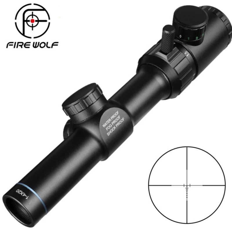 

Оптический прицел для винтовки FIRE WOLF 1-4x20, зеленый и красный прицел с подсветкой, дальномер, сетка, прицел для пневматической винтовки, оптич...