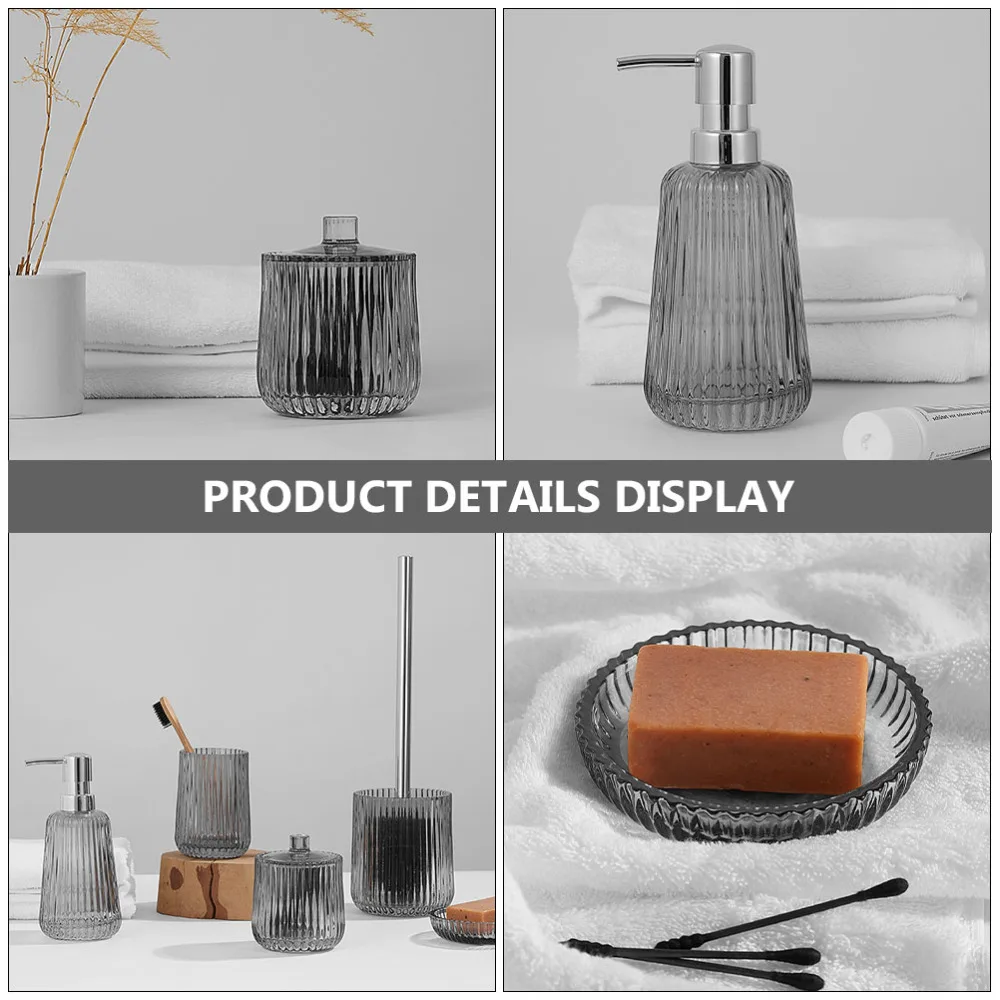 

5Pcs Decorative Lotion Bottle Mouthwash Cup Soap Dish Bathroom Accessories