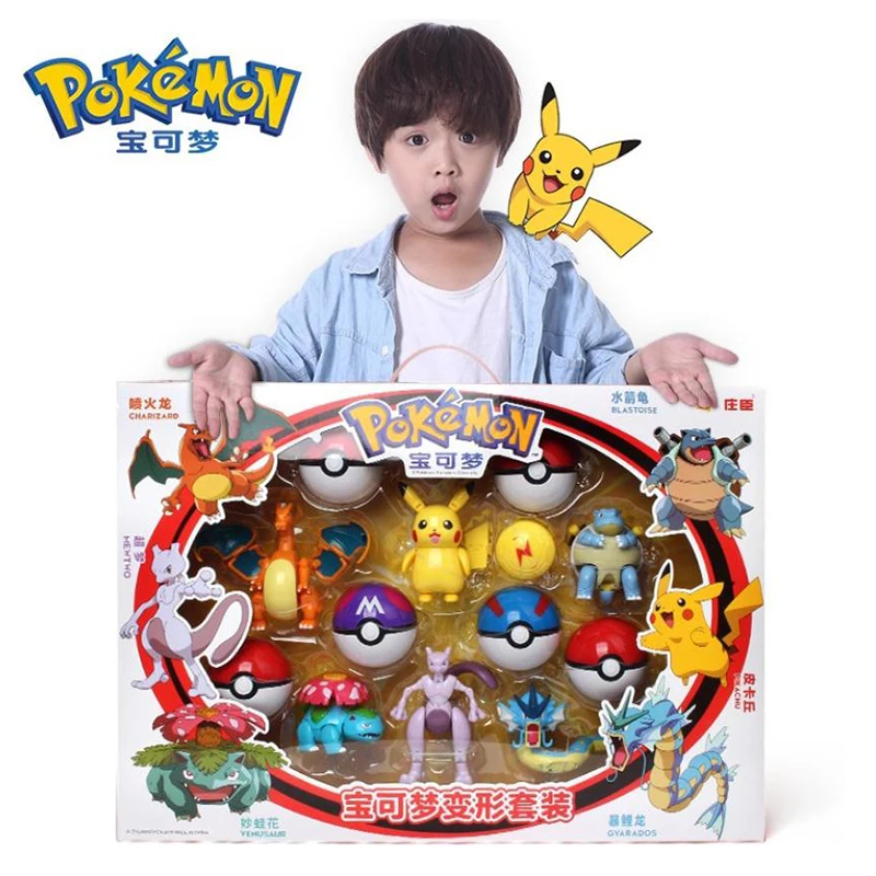 

Action Pokemons Trans Toys For Children Big PIKACHU LUNALA Gyarados Charizard SOLGALEO Transformation Pokebal Kids Birthday Gift
