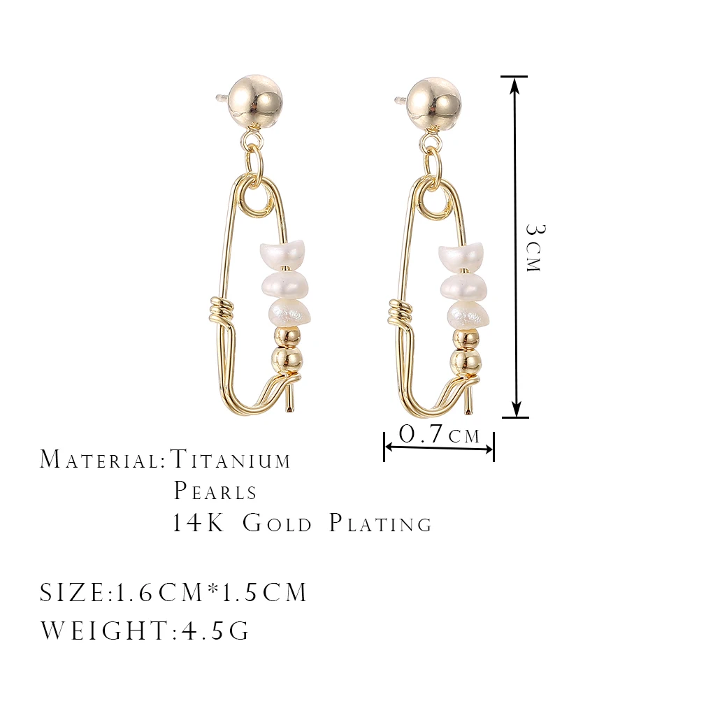 

onyss natural freshwater pearls and 14K gold-plated drop earrings stud earrings popular Korean styles in 2021