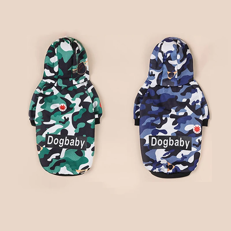 

Warm Dog Clothes for Small Dog Autumn and Winter Personality Camouflage Hooded Pet Clothing Comfortable Cotton Puppy Clothes