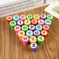 26 pcs alphabets letters round stamp seal children gifts toys self inking scrapbooking plate ink pads stamper dropshipping