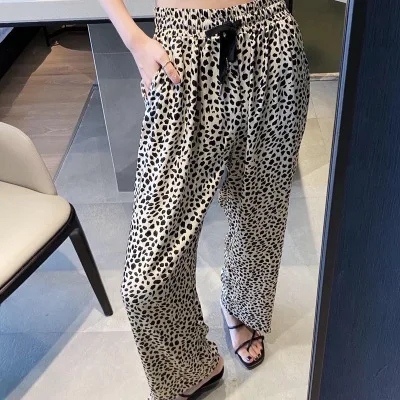 

Summer pants Ladies Vintage High Waist Slim A-Line Chiffon Leopard Midi Long Skirt Women Boho Streetwear Sexy Pantalon